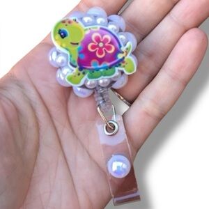 {LAST 1} Embellished Turtle Badge Holder Reel